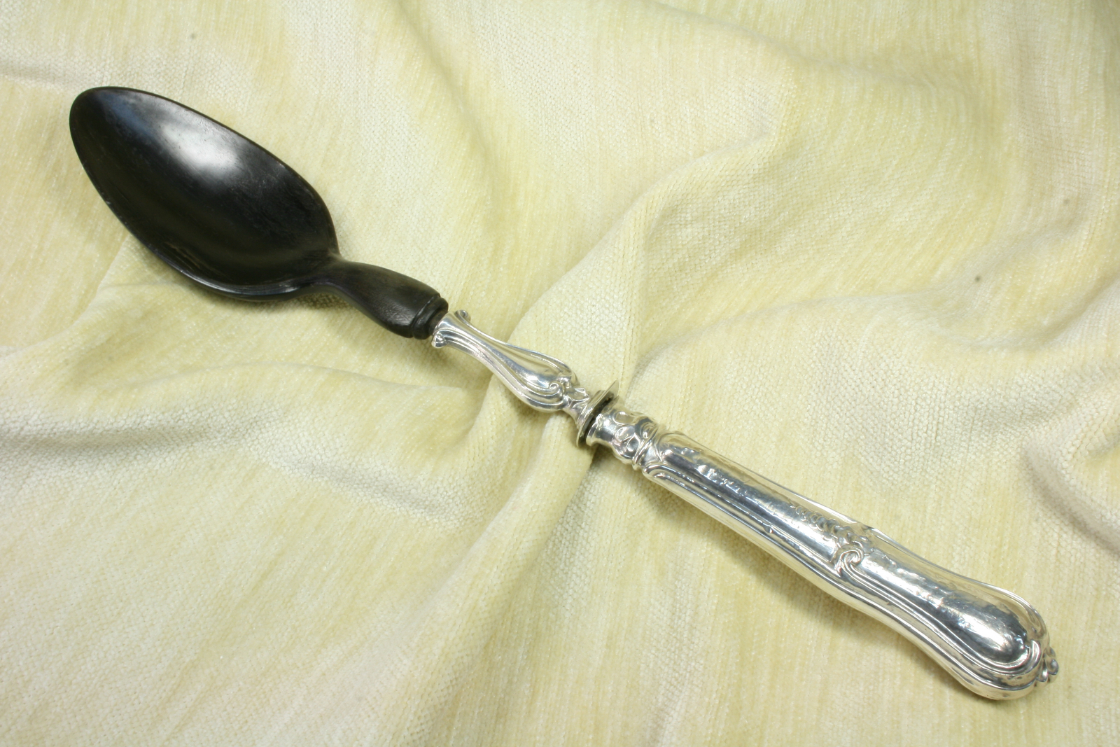 Antiques - SERVING LADLE. SILVER AND WOOD. S.XIX (T)
