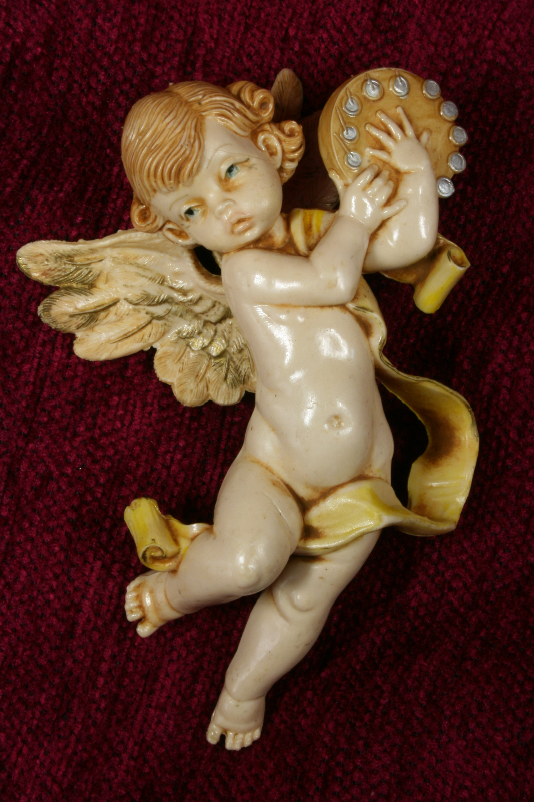 Antiques - PLASTIC ANGEL WITH TAMBOURINE.MUSICAL