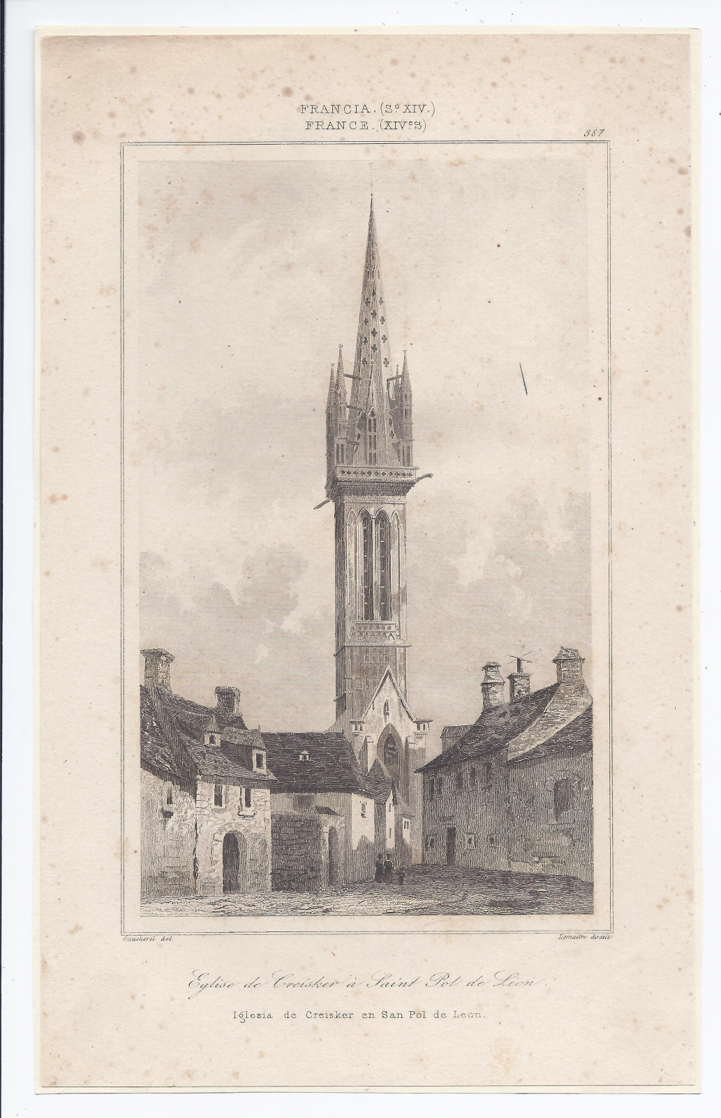 Antiques - ENGRAVING OF FRANCE. CHURCH OF KREISKER. GAUCHEREL.