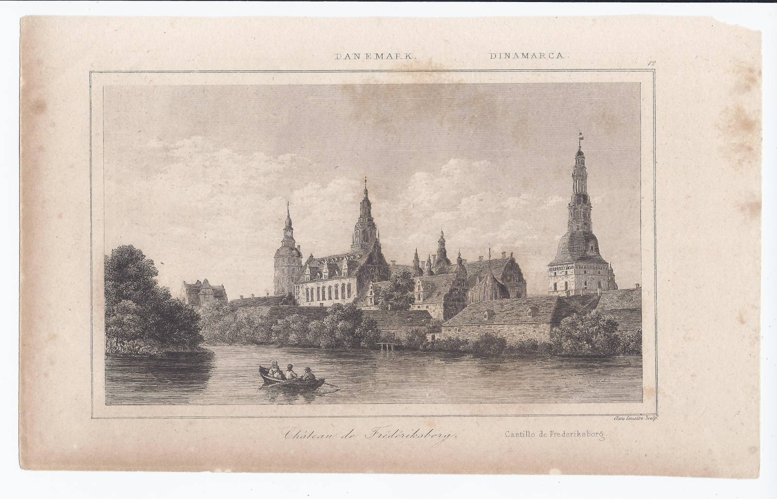 Antiques - ENGRAVED DENMARK HILLEROD. FREDERIKSBORG CASTLE. CLARA LEMAITRE. S.XIX