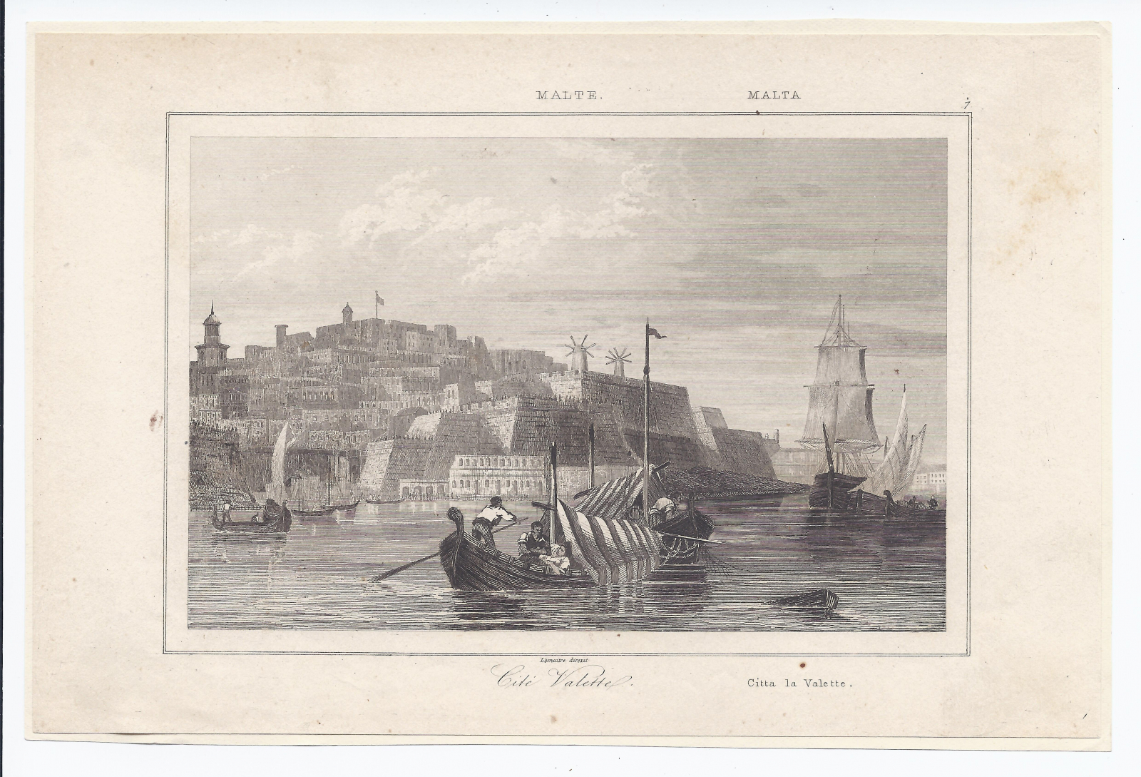 Antiques - ENGRAVING MALTA. THE VALLETTA. S.XIX