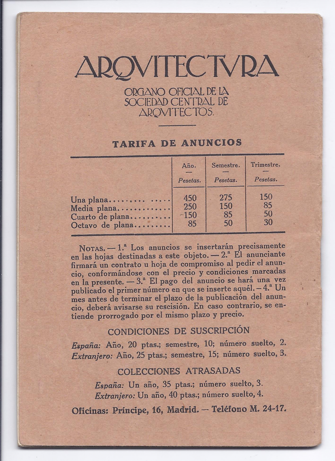 Antiques - BROCHURE FEES ARCHITECTS. 1923