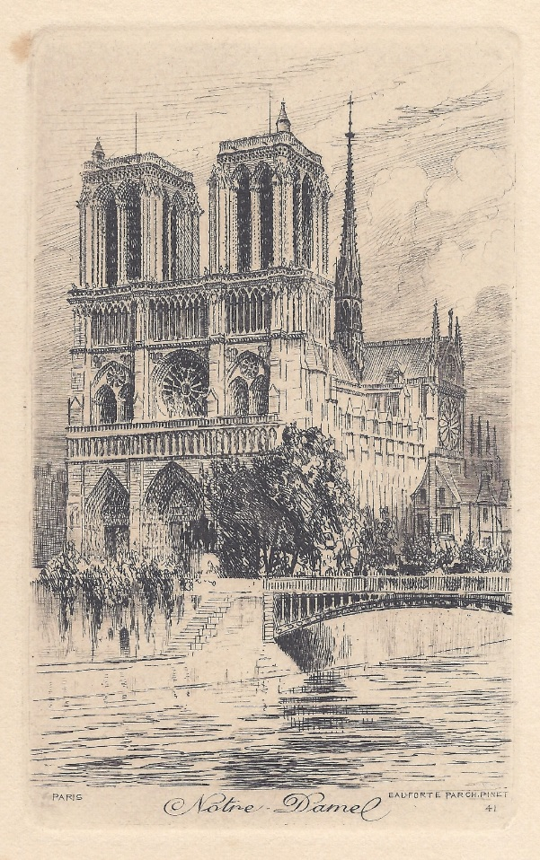 Antiques - NOTRE DAME ENGRAVING.