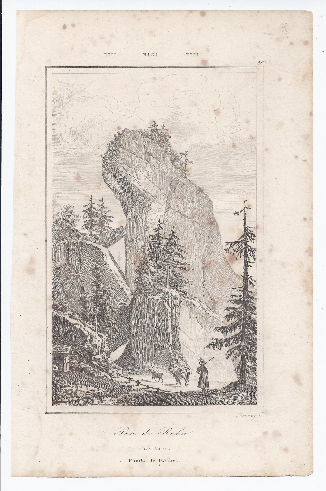 Antiques - ENGRAVING SWITZERLAND. ROCHER