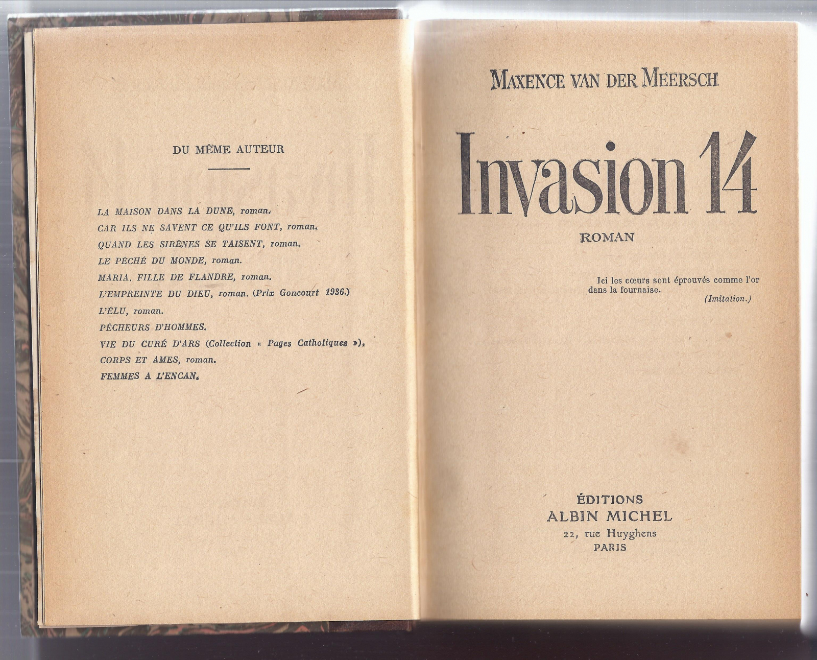 Antiguedades - LIBRO INVASIÓN 14. MAXENCE VAN DER MEERSCH. 1947 (T)