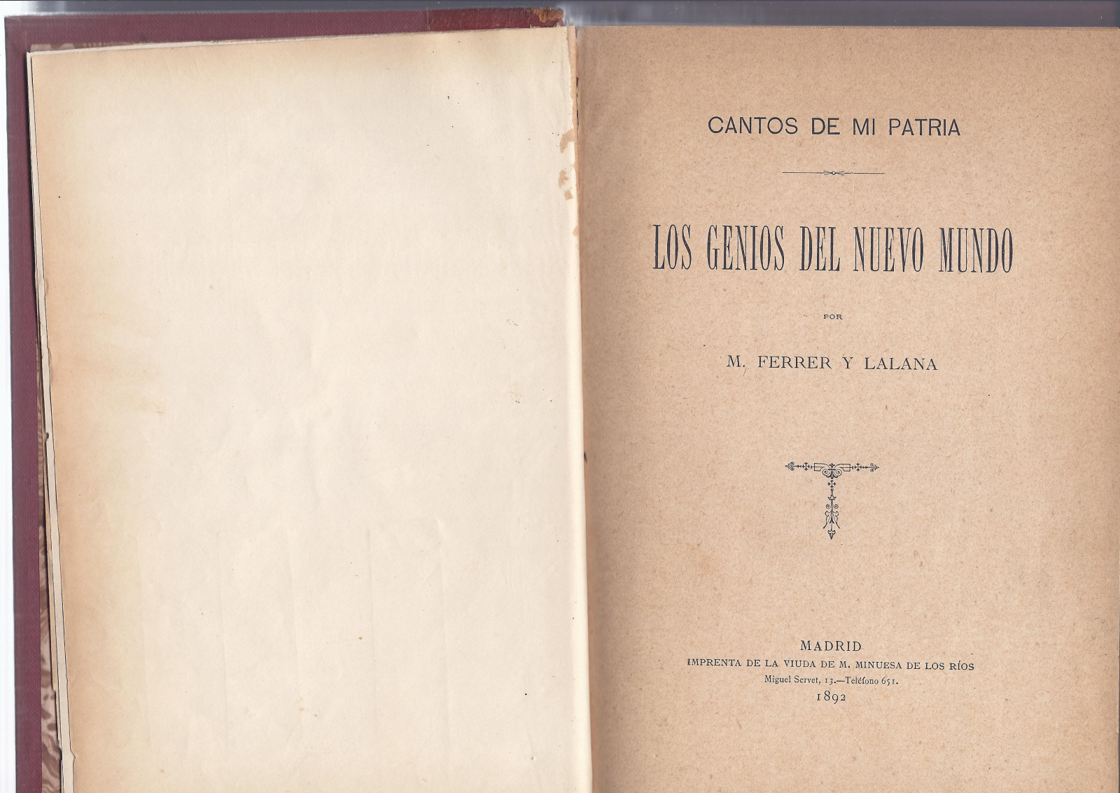 Antiguedades - LIBRO CANTOS A MI PATRIA. LOS GENIOS DE NUEVO MUNDO (T)