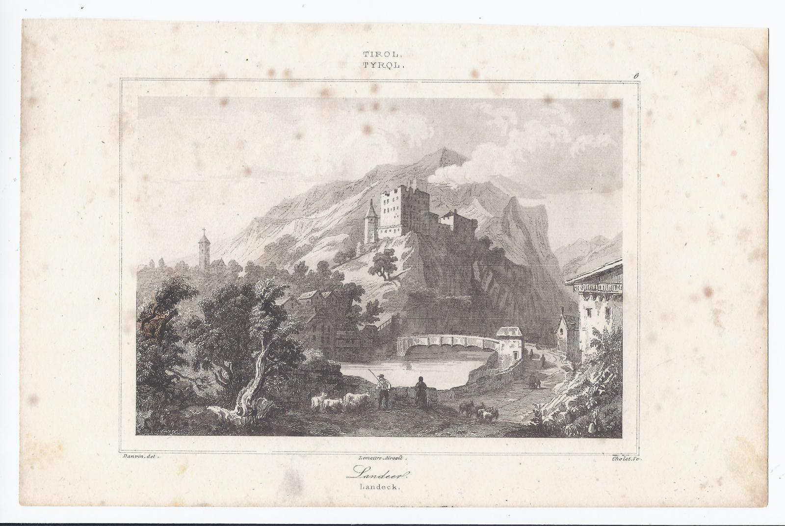 Antiguedades - GRABADO AUSTRIA. TIROL. LANDECK. 1838