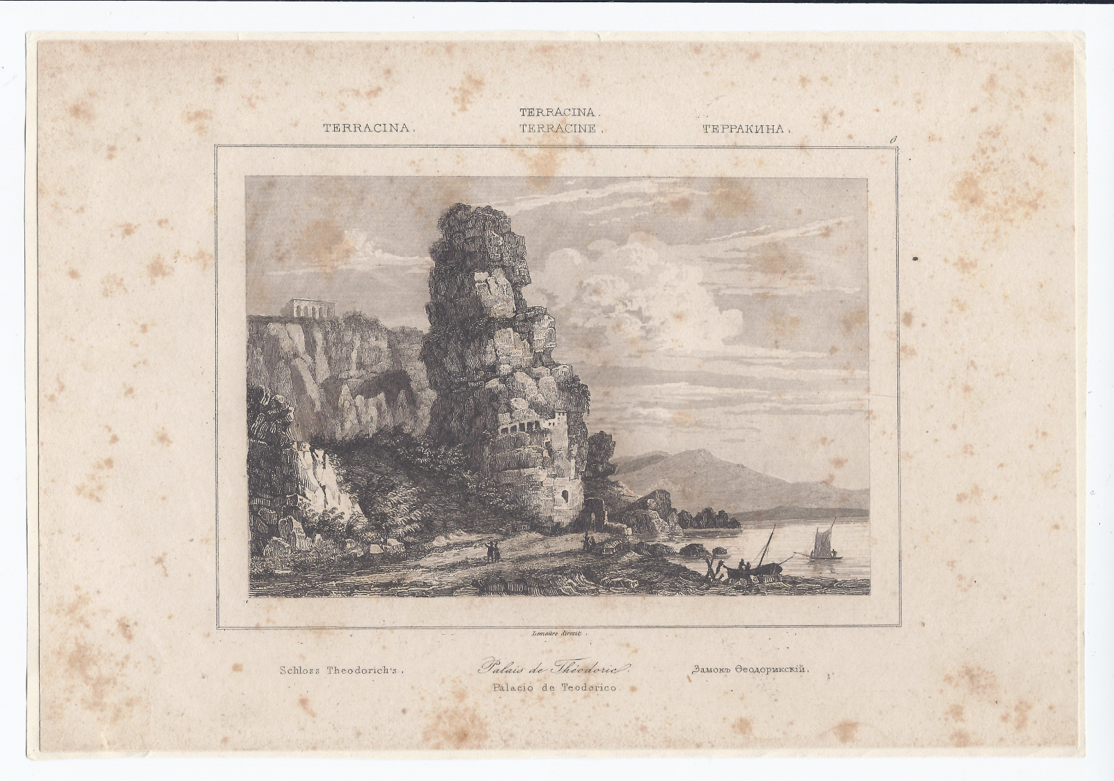 Antiguedades - GRABADO ITALIA. TERRACINA. PALACIO DE TEODORICO. 