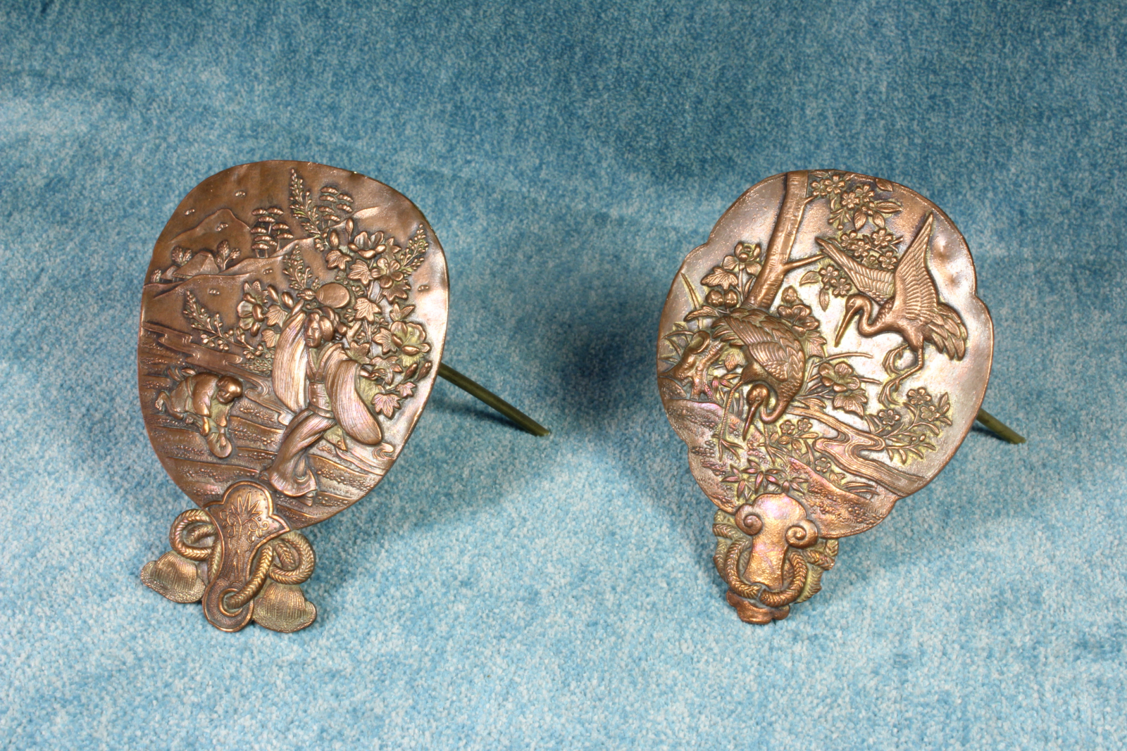 Antiques - COUPLE OF JAPANESE CARDHOLDERS. BRASS. S.XIX