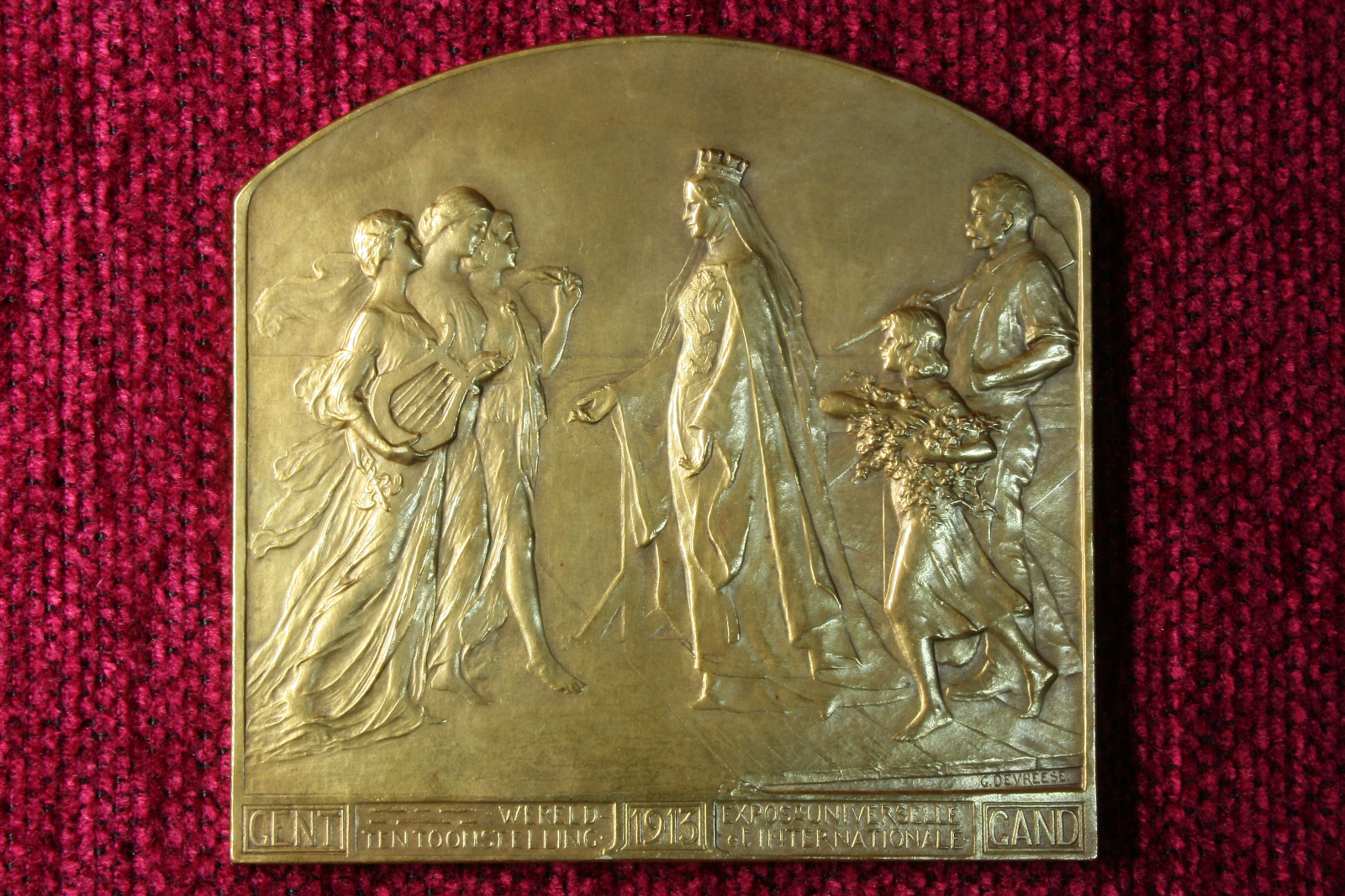 Antiguedades - PLACA - MEDALLA EXPOSICIÓN UNIVERSAL BRUSELAS 1913