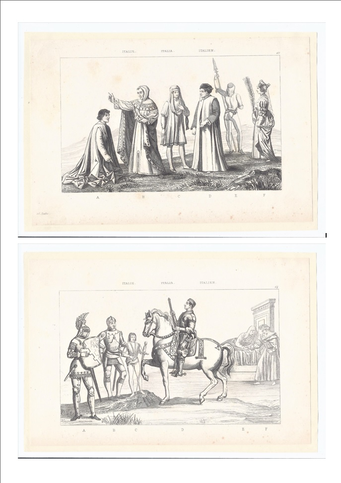 Antiguedades - GRABADOS INDUMENTARIA ITALIANA. S.XIX