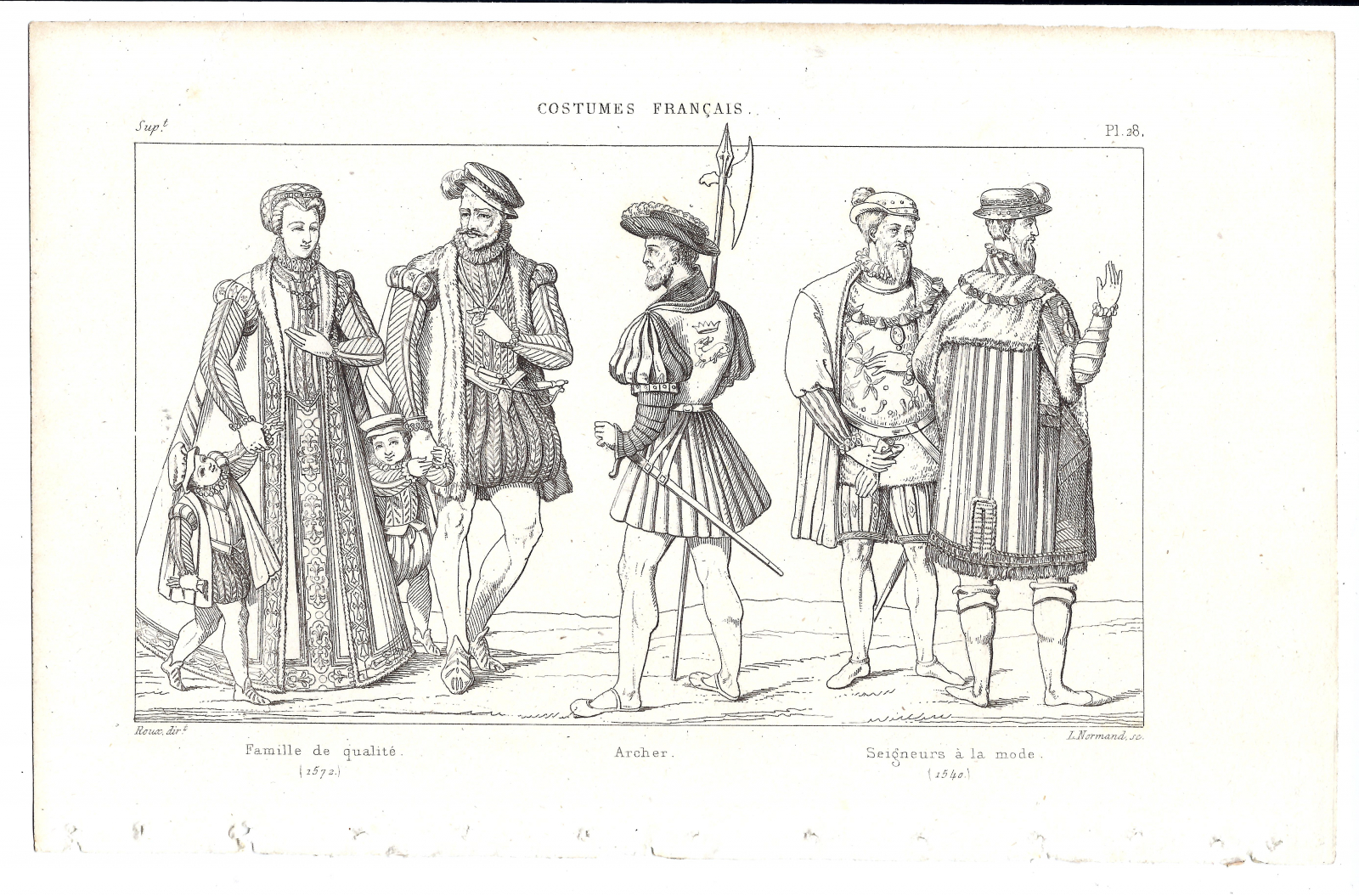 Antiques - ENGRAVING FRENCH CLOTHING. S.XIX