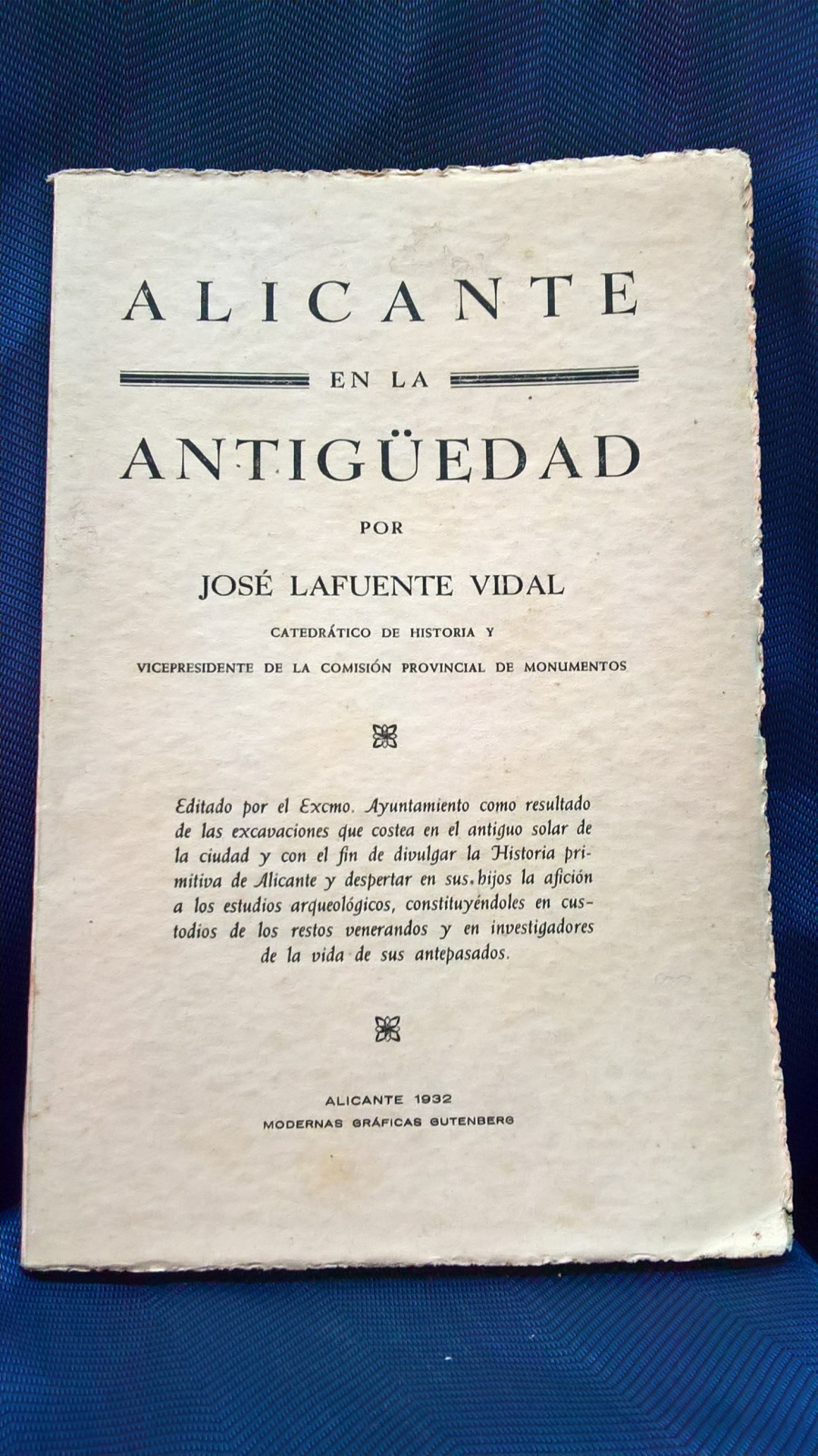 Antiguedades - LIBRO ALICANTE EN LA ANTIGÜEDAD. LAFUENTE VIDAL. 1932 (T)