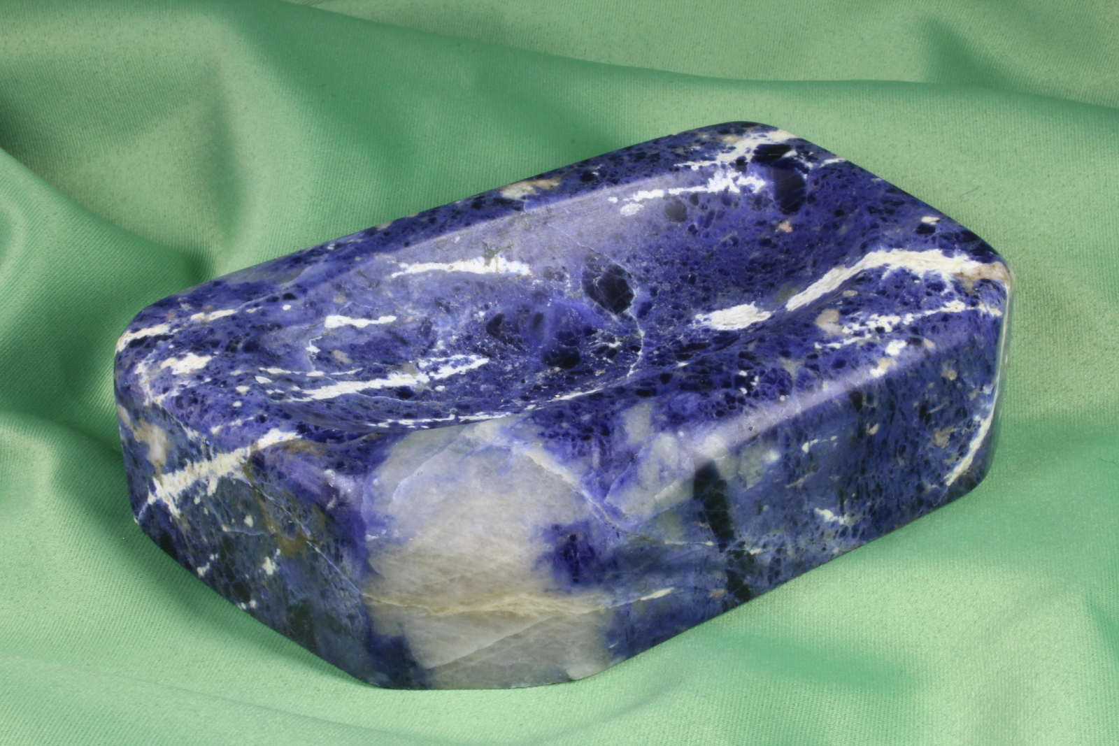 Antiques - ASHTRAY CONTAINER OF BLUE STONE. MINERAL (T)