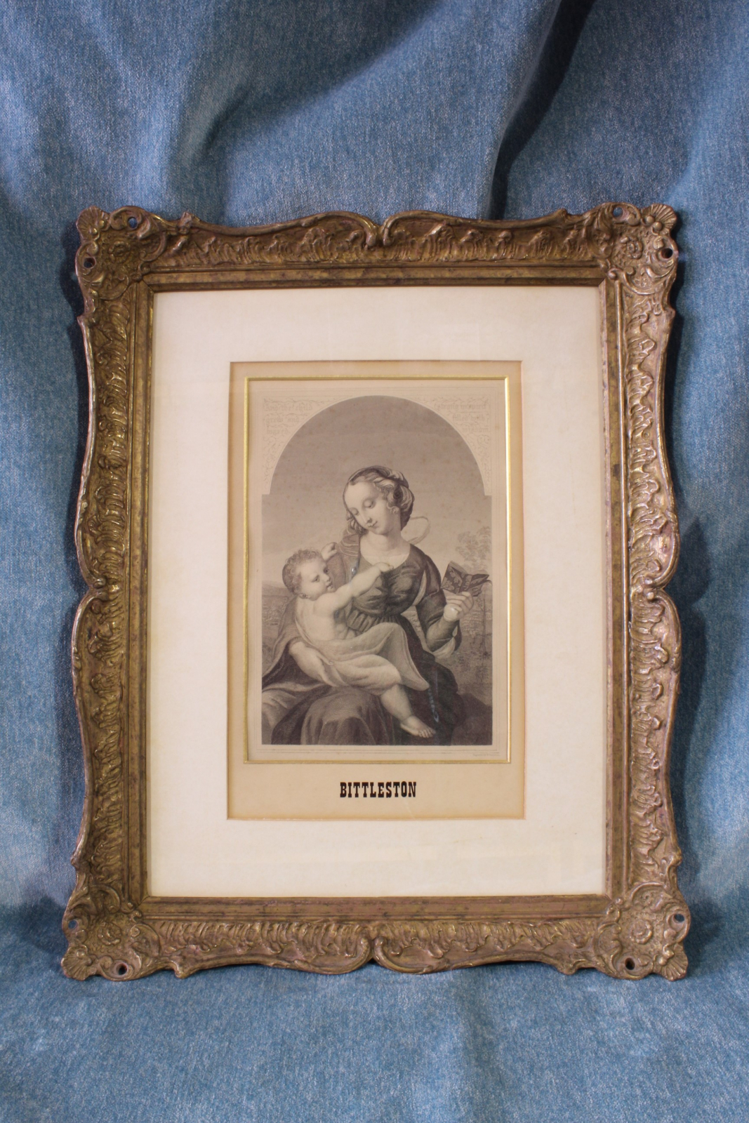 Antiques - ENGRAVING VIRGIN AND CHILD. BITTLESTON. S.XIX