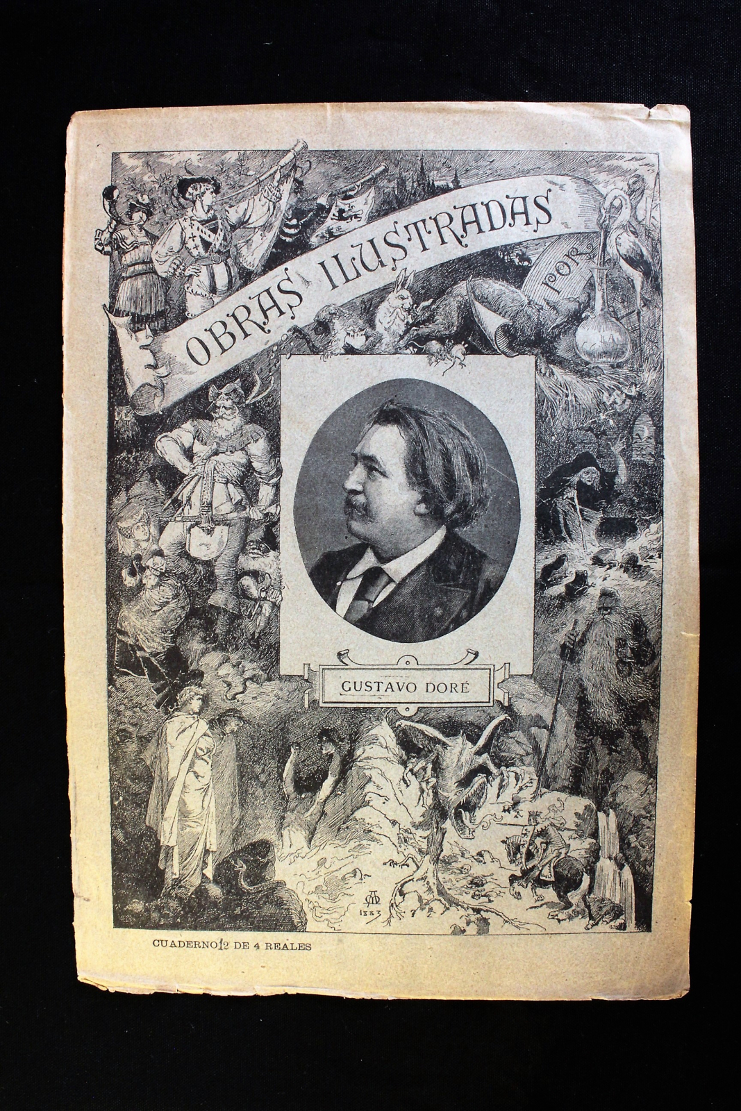 Antiques - ENGRAVING ON THE COVER OF APELES MESTRE. BUST OF GUSTAVE DORÉ. 19TH CE