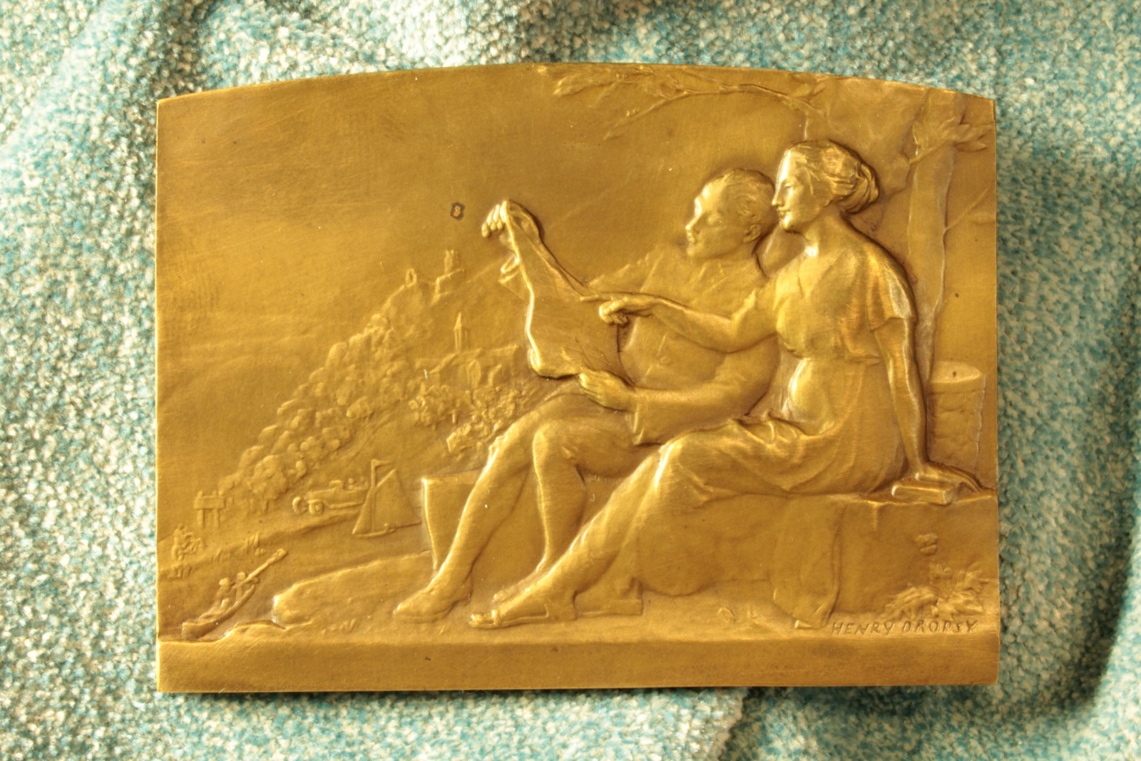 Antiques - TOURING-CLUB DE FRANCE PLAQUE MEDAL WITH BOX. HENRY DROPSY.