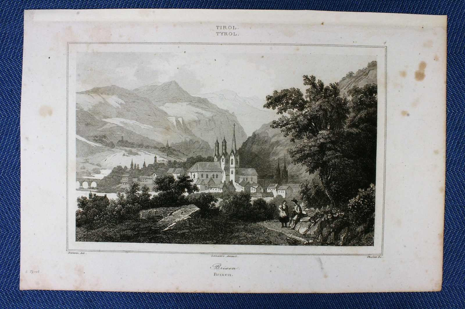 Antiguedades - GRABADO BRIXEN. TIROL. AUSTRIA. DANWIN. S.XIX. 