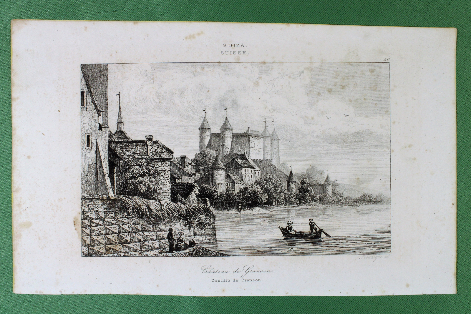 Antiques - CASTLE OF GRANSON ENGRAVING. SWITZERLAND
