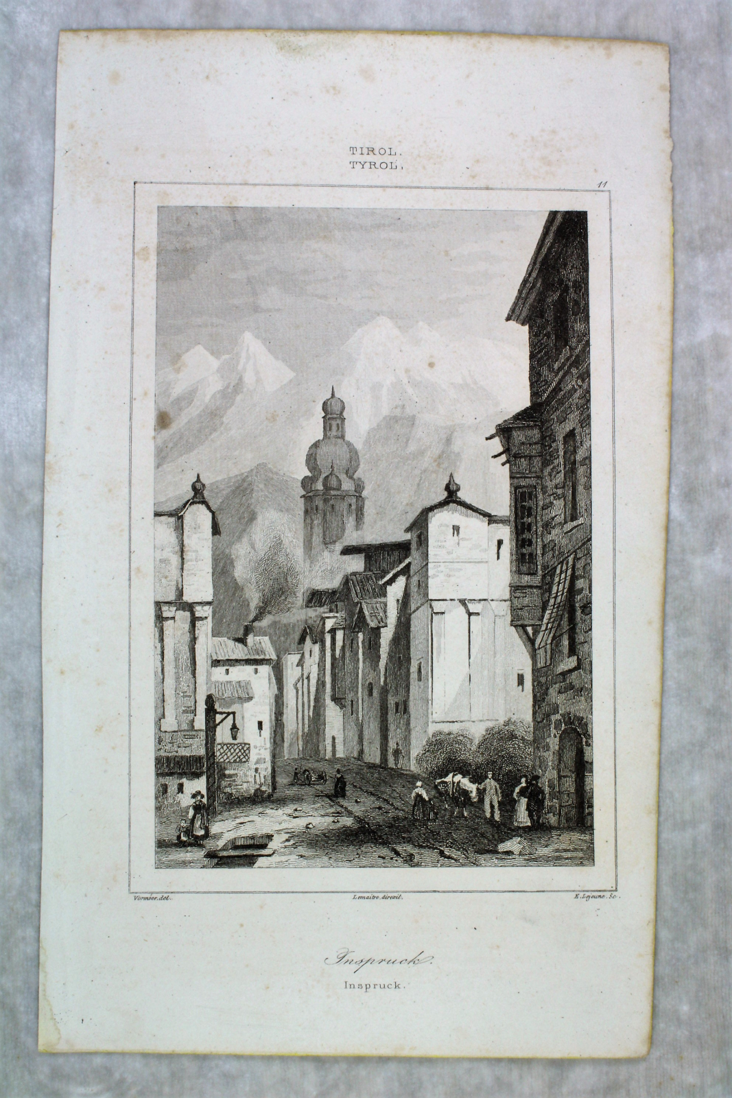 Antiques - INSPRUCK ENGRAVING. TYROL. AUSTRIA. E. LEJEUNE. VORMSER.