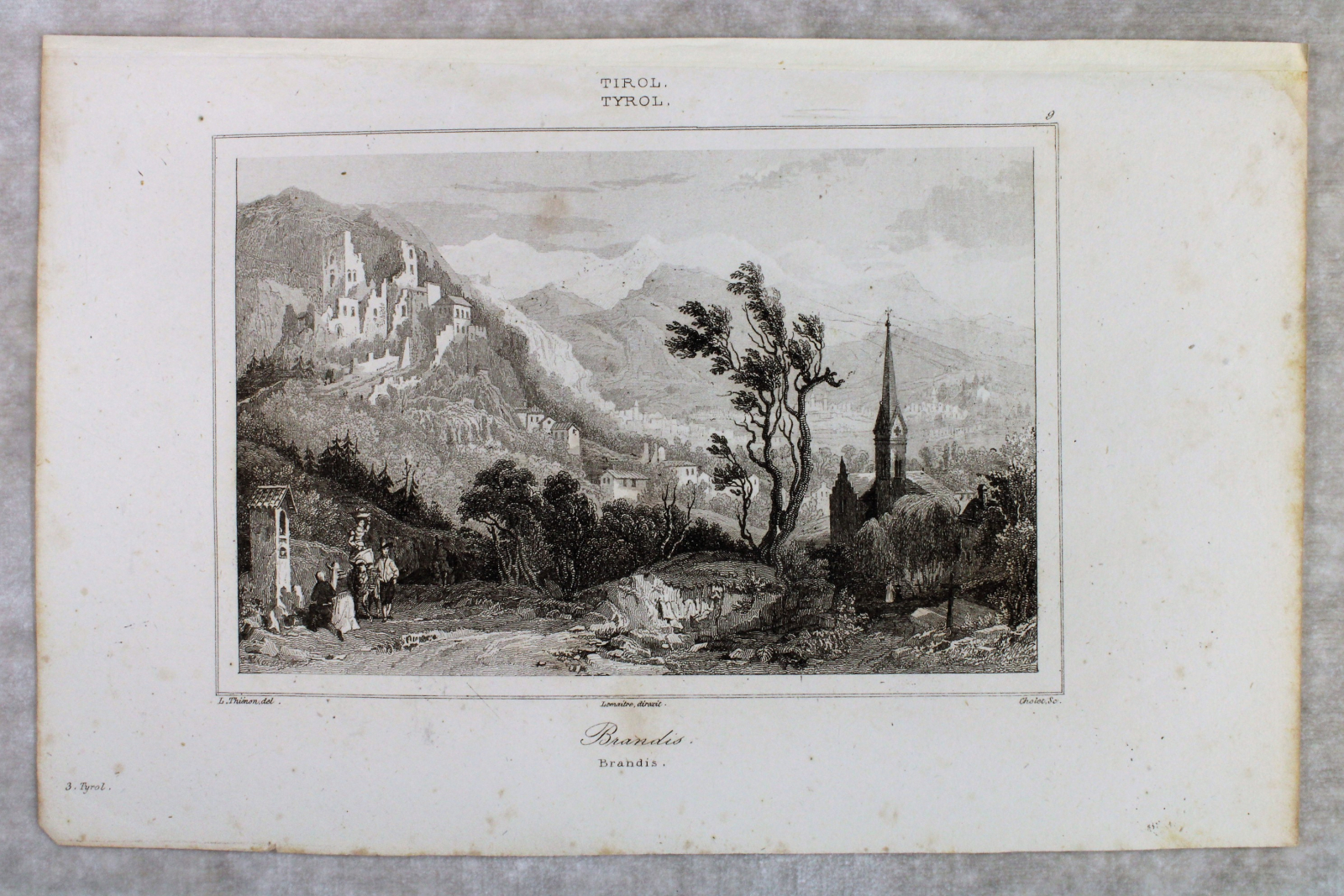 Antiques - BRANDIS ENGRAVING. TYROL. AUSTRIA. THIÉNON. CHOLET.