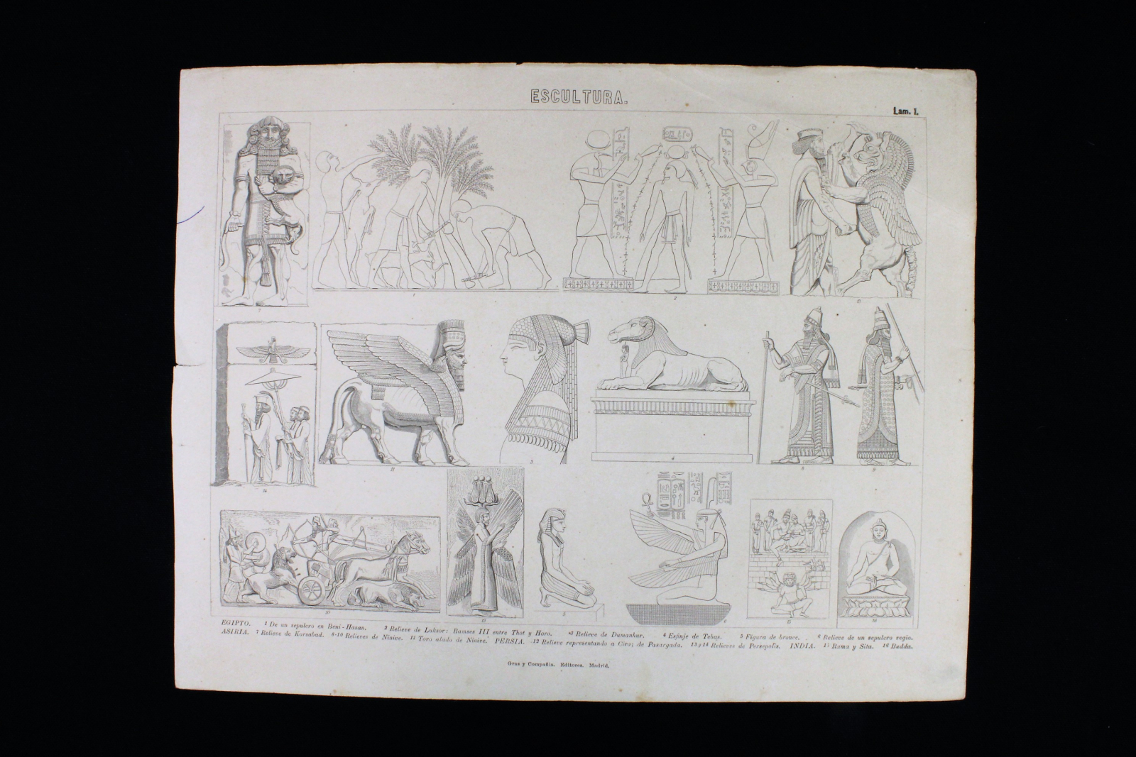 Antiques - ENGRAVING SCULPTURE PLATE 1. GRAS Y Cª. 1885 (T)