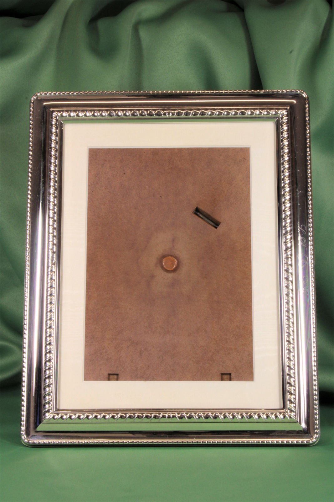 Antiques - LARGE SILVER PHOTO FRAME. PICTURE FRAME. INITIALS. (T)