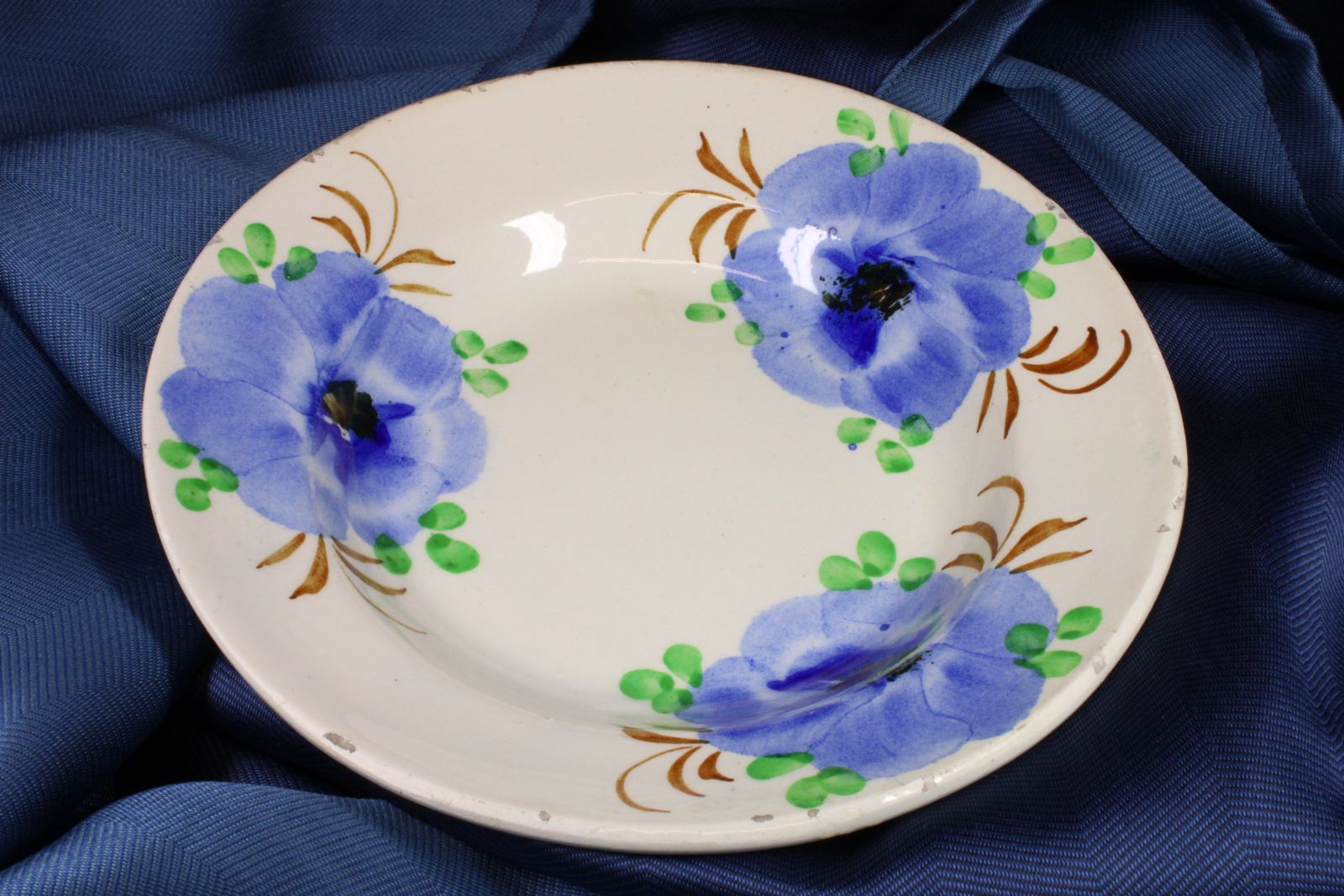 Antiques - BLUE FLOWERS DISH. 19TH CENTURY (T)