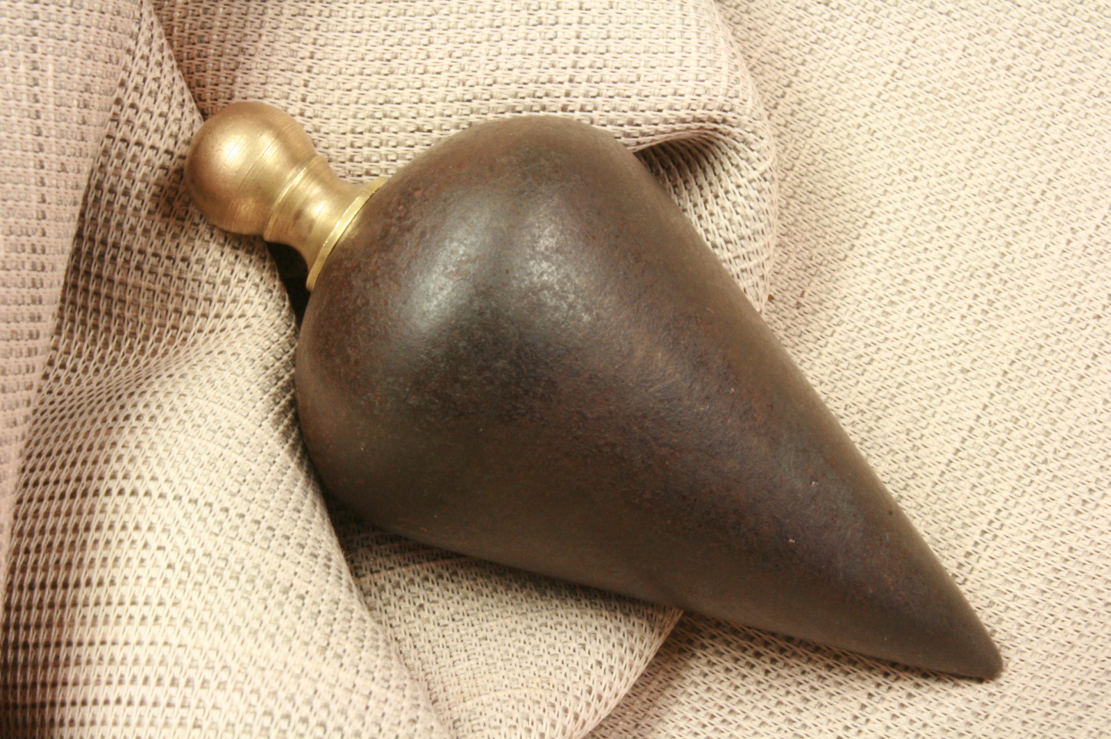 Antiques - INSTRUMENTAL PEAR PLUMB BOB. IRON AND BRASS
