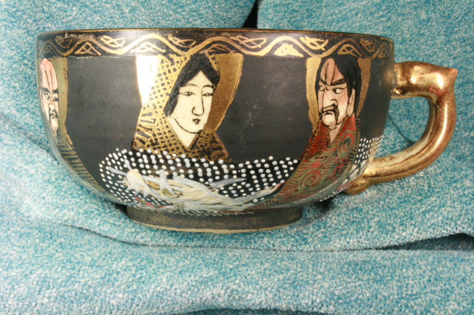 Antiguedades - TAZA SATSUMA MEIJI. NEGRO MATE (T)