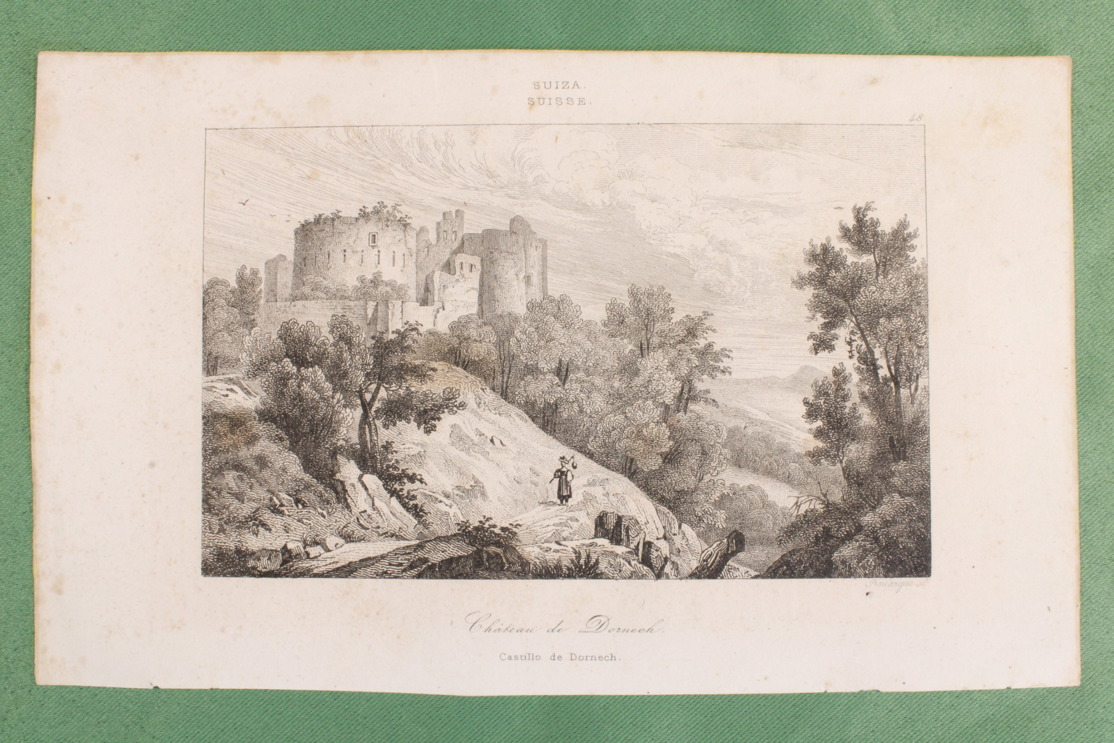 Antiques - ENGRAVING DORNECH CASTLE IN SWITZERLAND. (T)