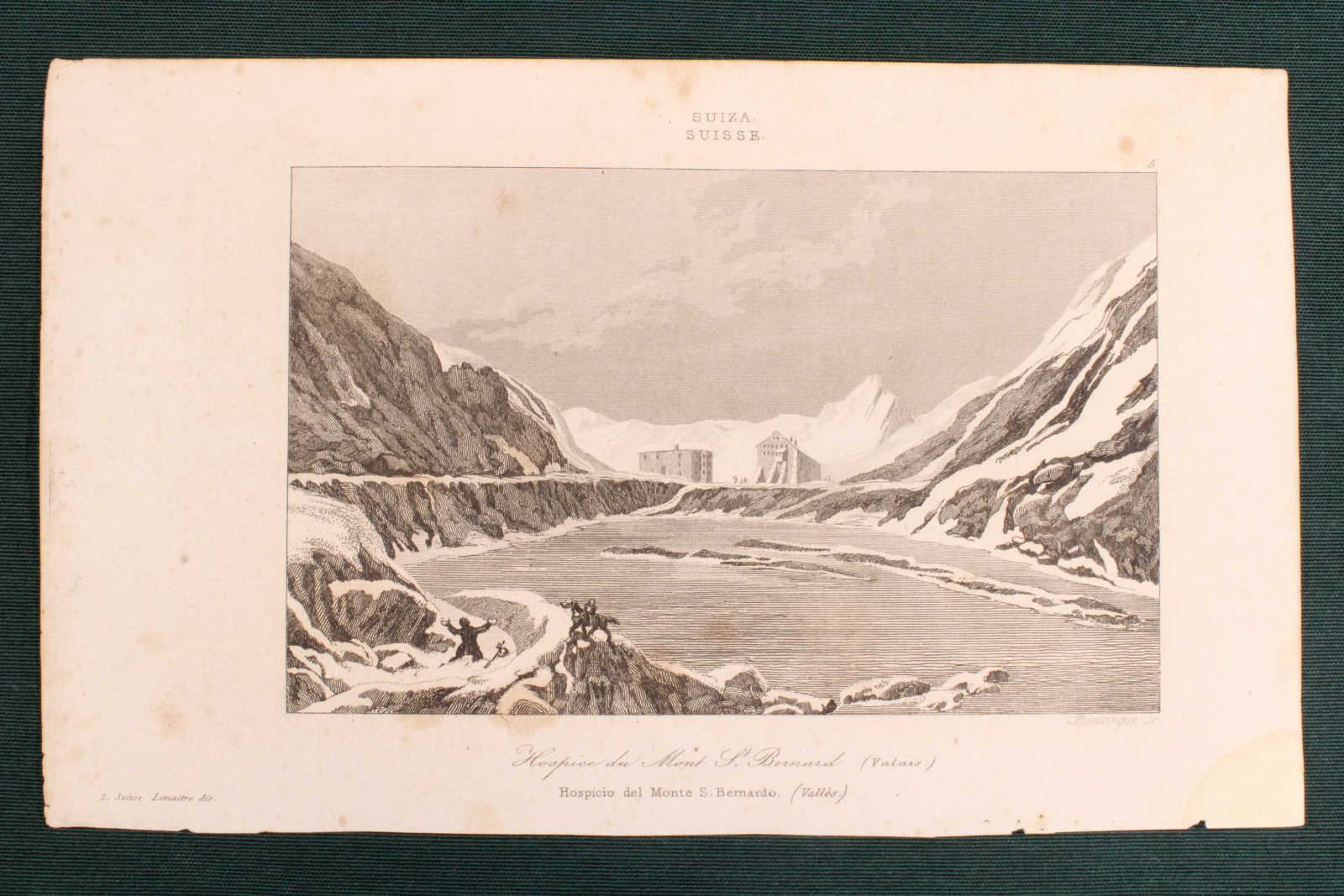 Antiques - ENGRAVING HOSPICIO MONTE S. BERNARDO. SWITZERLAND. ROUARGUE (T)