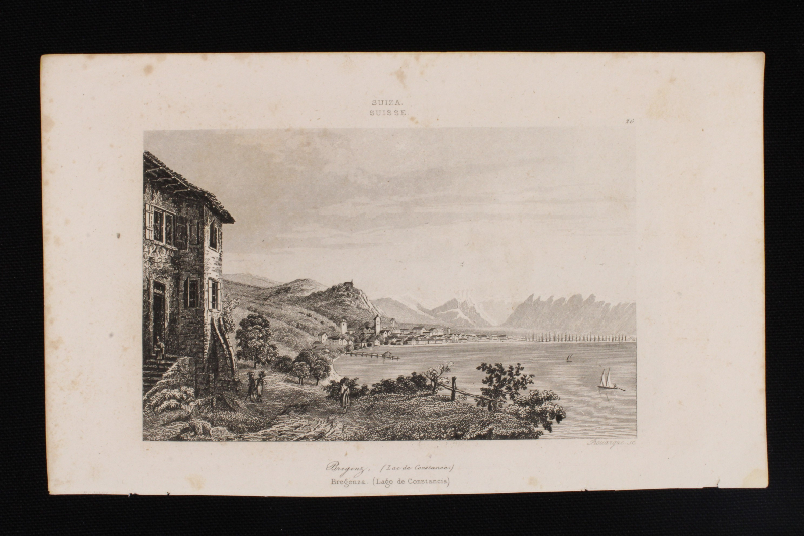 Antiguedades - GRABADO BREGENZA (LAGO DE CONSTANCIA). SUIZA (T)