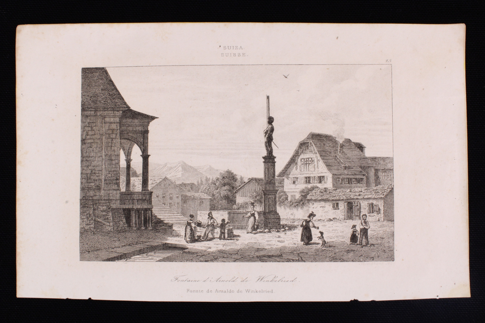 Antiguedades - GRABADO FUENTE DE ARNALDO DE WINKELRIED. SUIZA