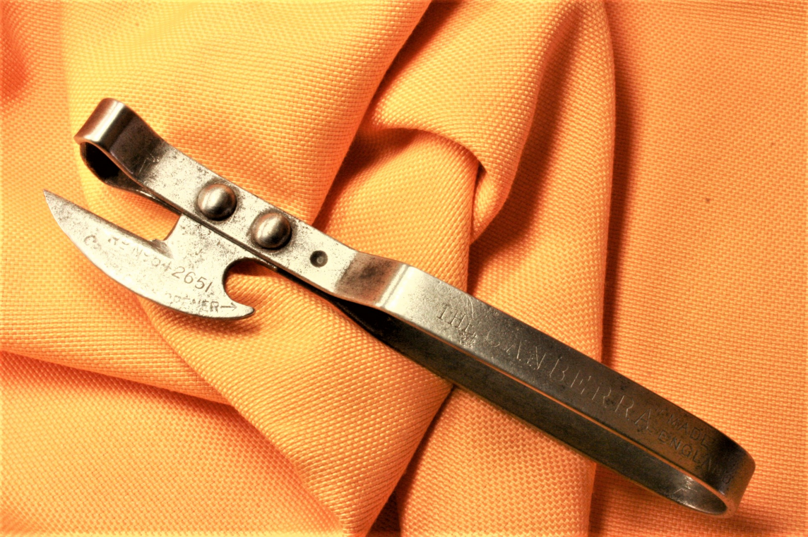 Antiques - IRON CAN OPENER. THE CANBERRA. ENGLAND.
