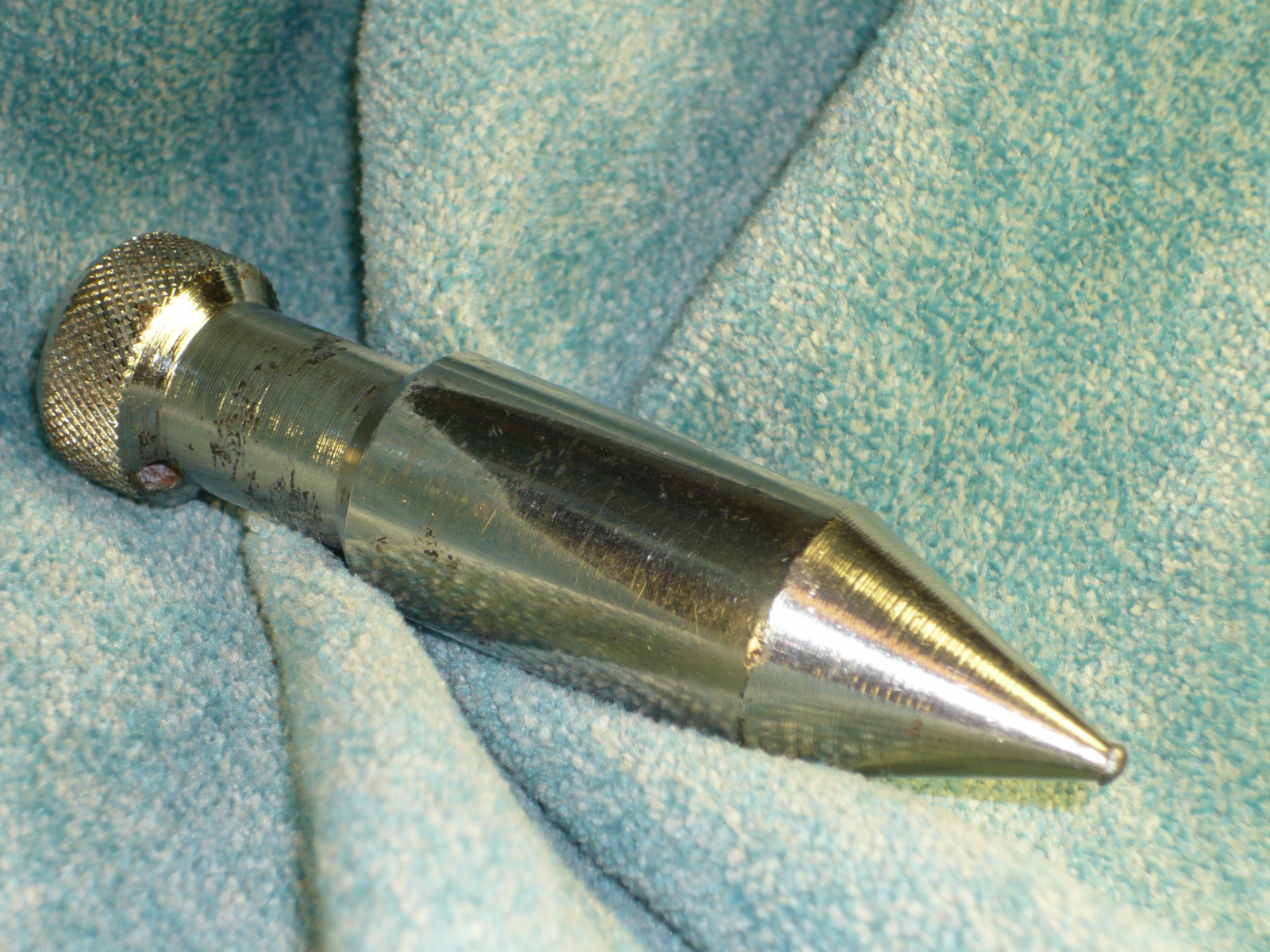 Antiguedades de instrumental nickelplated iron plumb bob