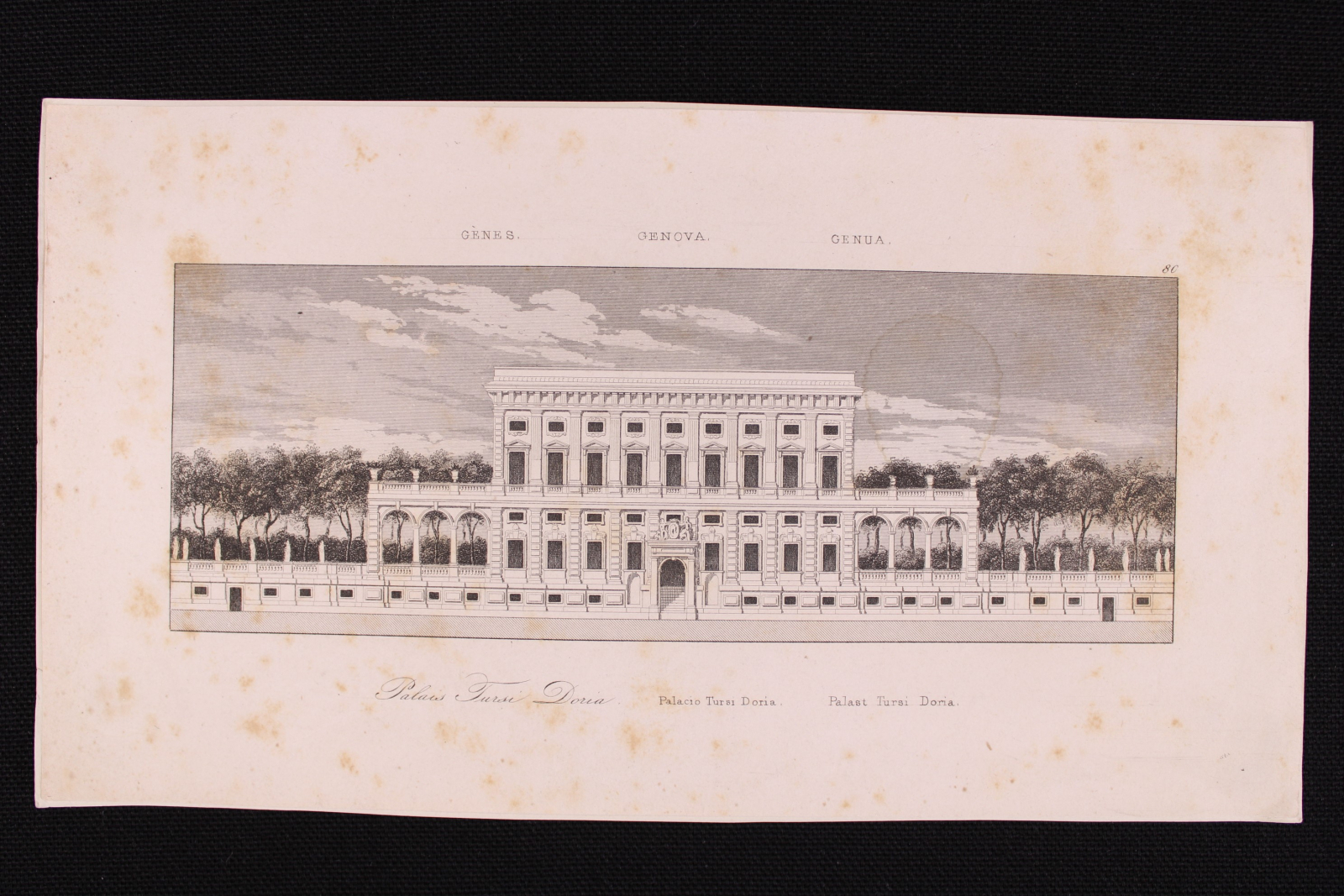 Antiguedades - GRABADO PALACIO TURSI DORIA. GÉNOVA.