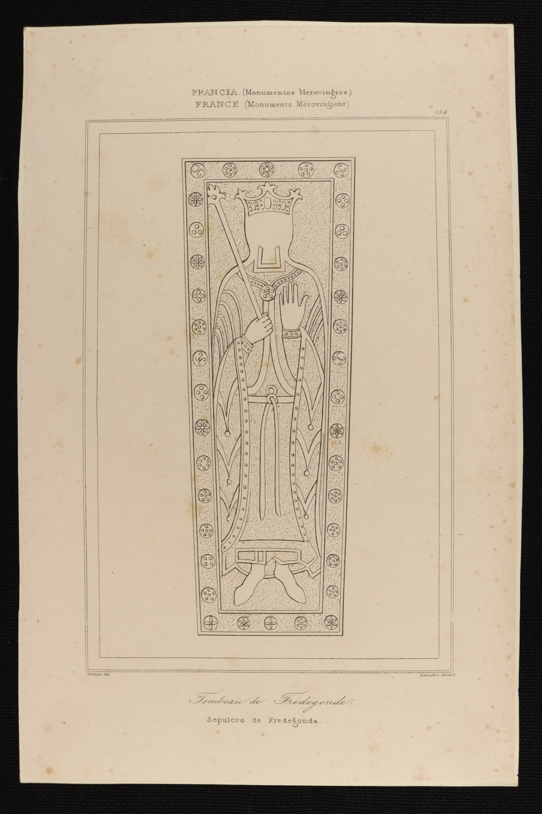 Antiques - ENGRAVING SEPULCHRE OF FREDEGONDA. 19TH CENTURY