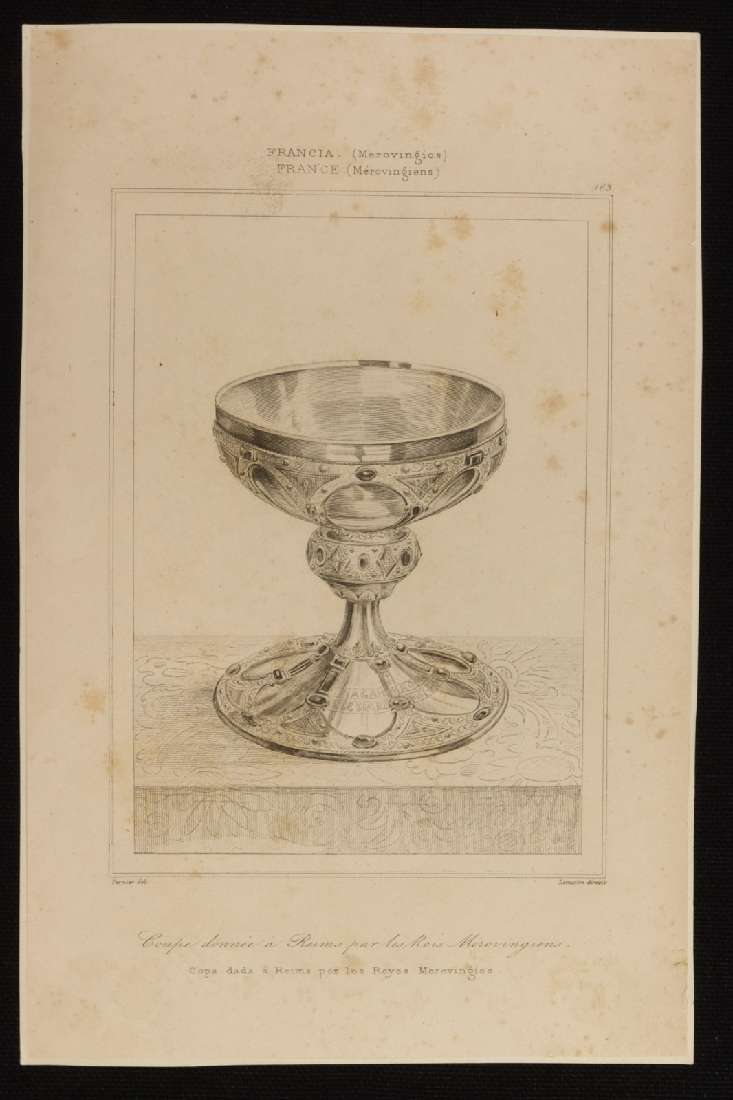 Antiques - ENGRAVING CUP MEROVINGIAN KINGS.