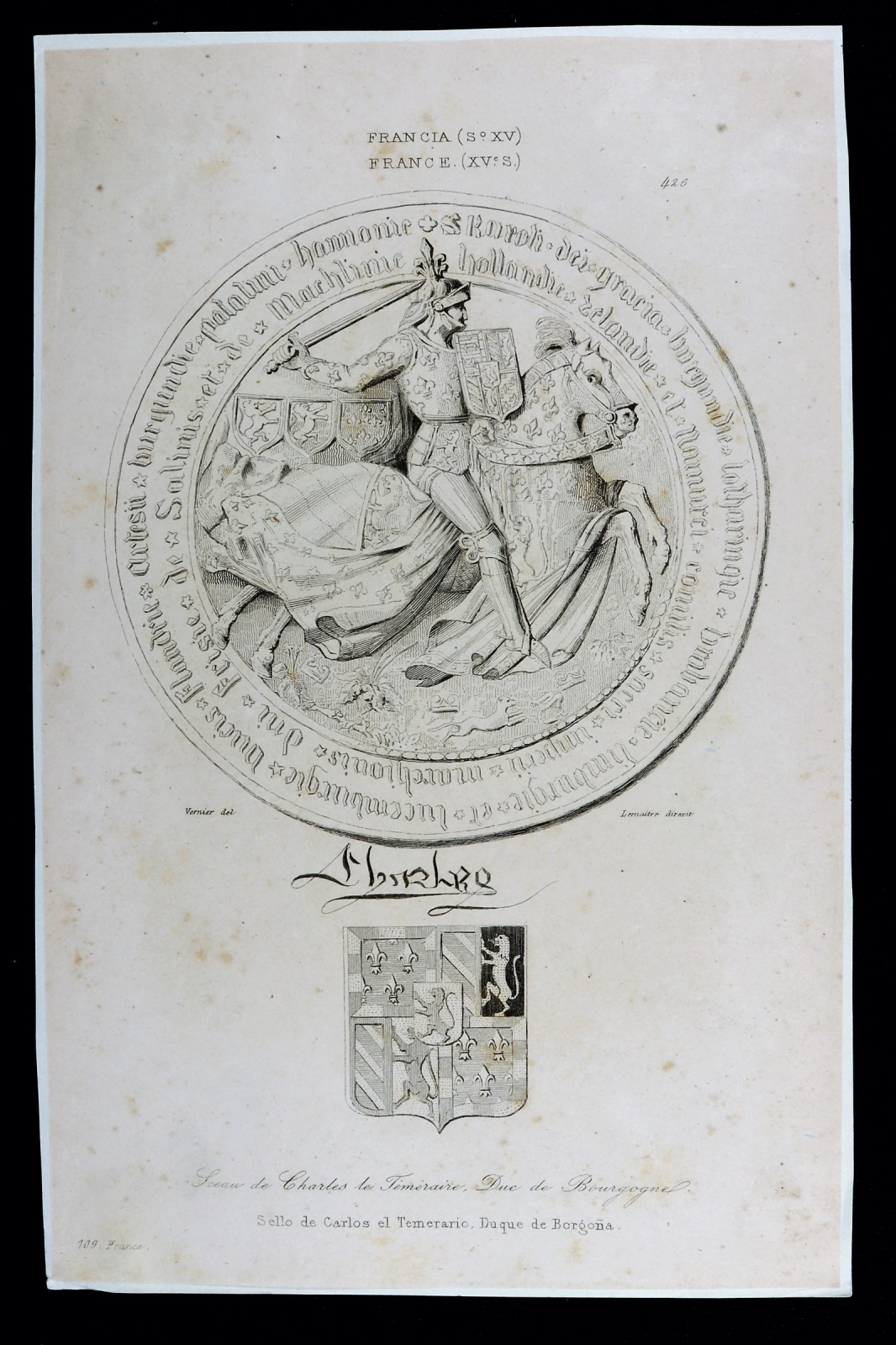 Antiques - ENGRAVING STAMP CHARLES THE BOLD, DUKE OF BURGUNDY.
