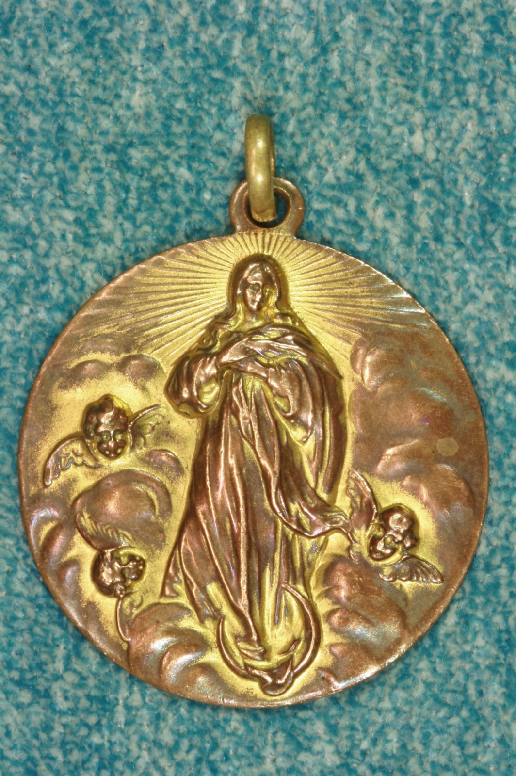 Antiguedades - MEDALLA VIRGEN INMACULADA. LATÓN. S.XIX