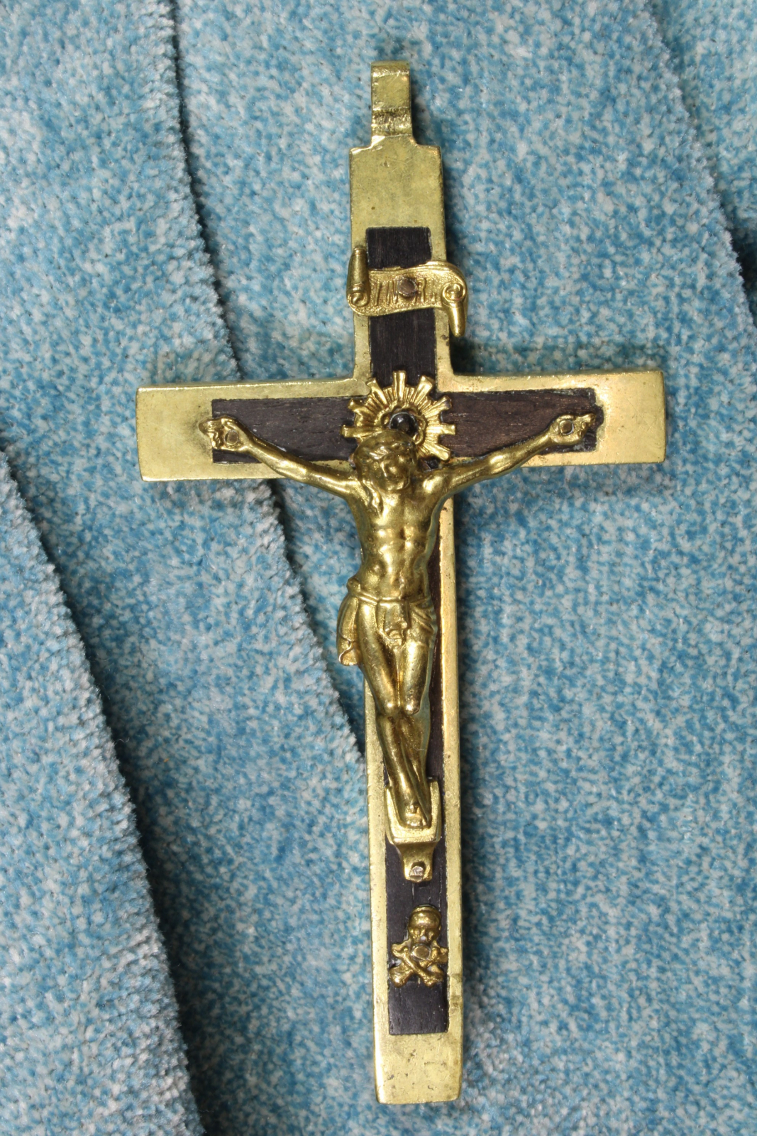Antiques - CRUCIFIX CHRIST BRONZE AND WOOD. S.XIX
