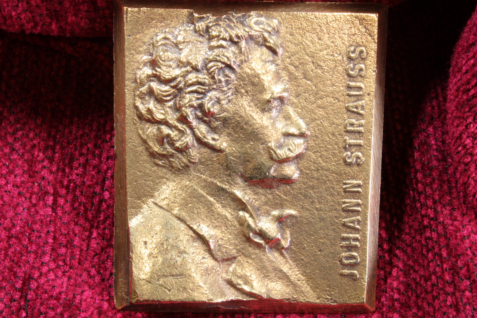 Antiguedades - PLACA JOHANN STRAUSS. BRONCE. MEDALLA.