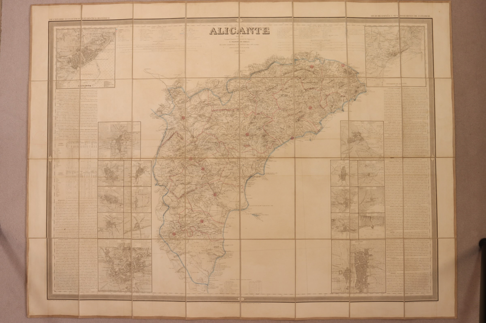 Antiguedades - ATLAS DE ESPAÑA. ALICANTE ENTELADO. COELLO. 1859