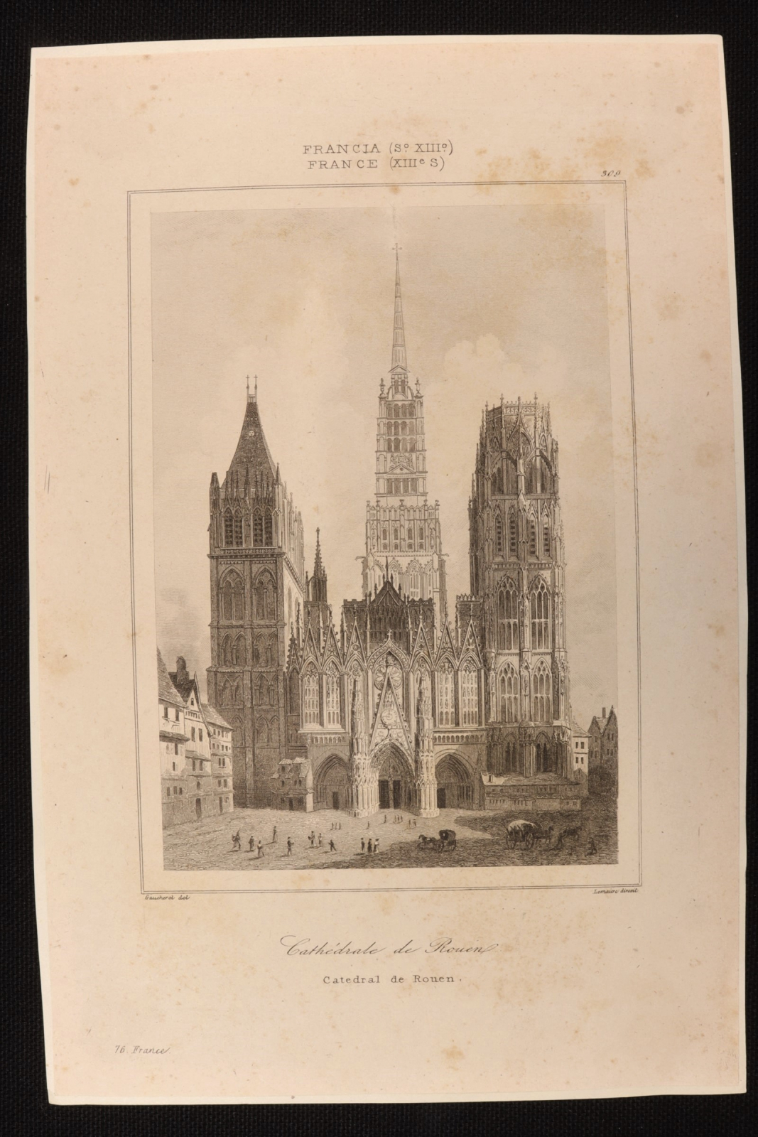 Antiques - ENGRAVING CATHEDRAL OF ROUEN.