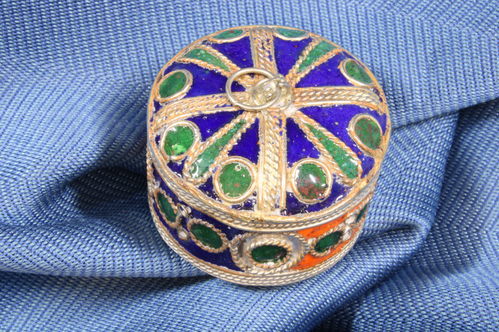 Antiguedades de pill box silver 800 enamel india