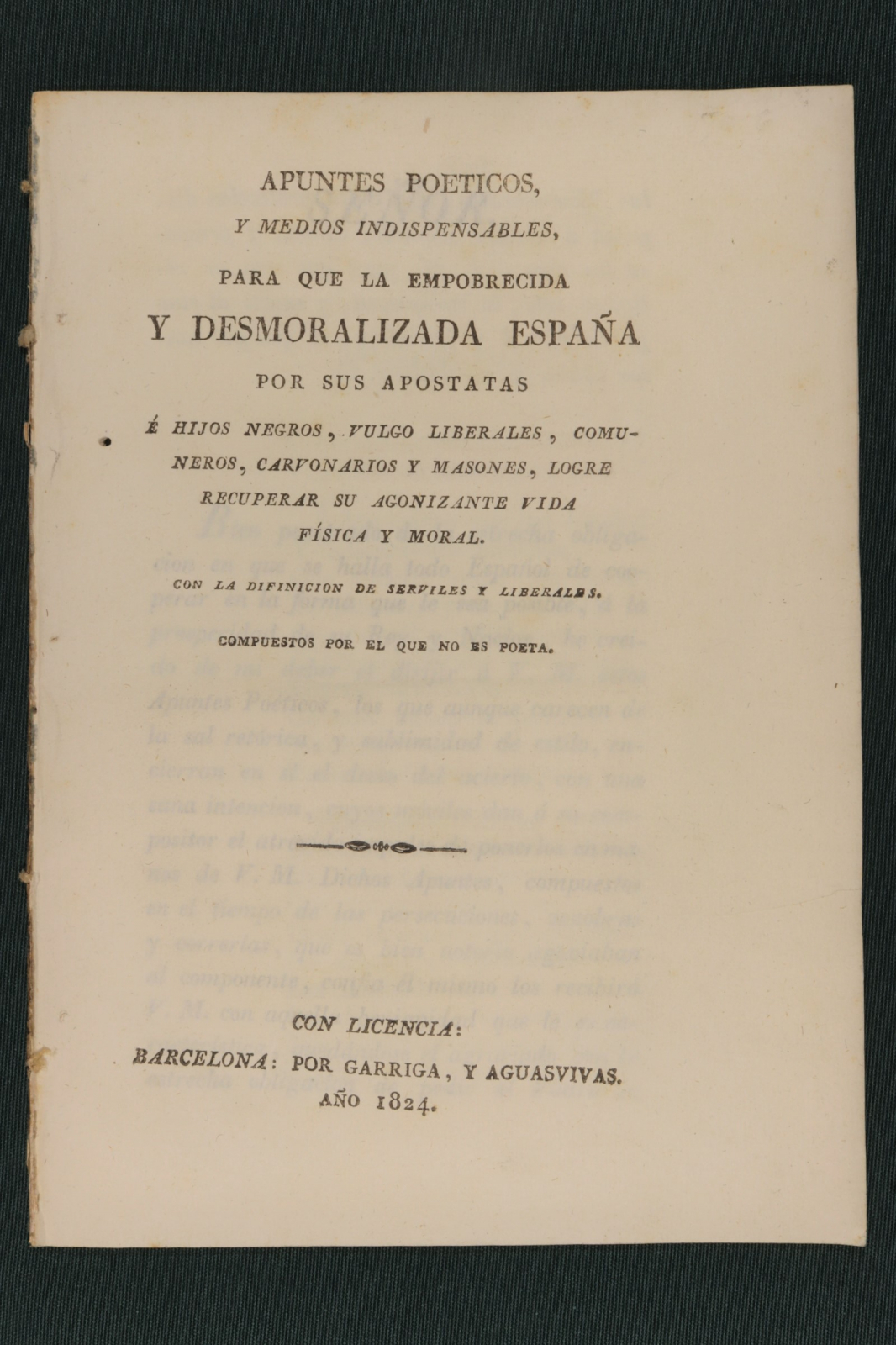 Antiguedades - OPÚSCULO. APUNTES POÉTICOS. 1824 (T)
