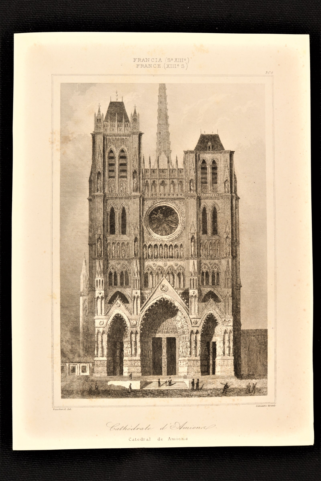 Antiques - ENGRAVING CATHEDRAL OF AMIENS