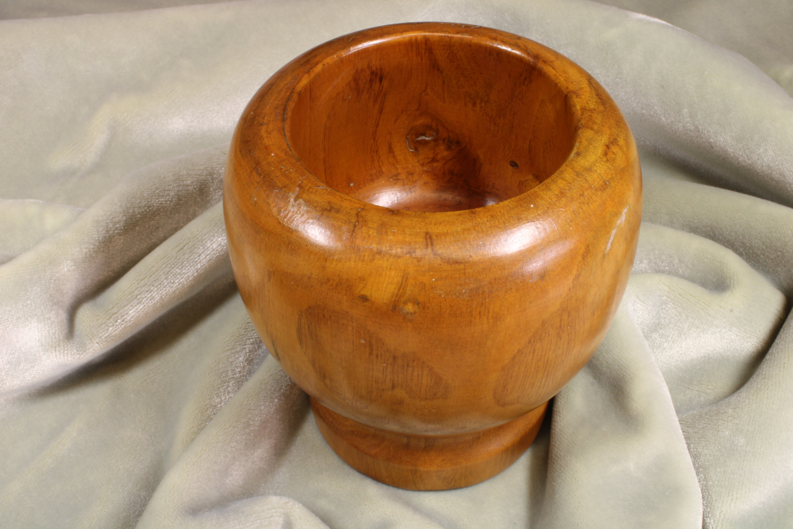 Antiguedades de large wooden mortar one piece