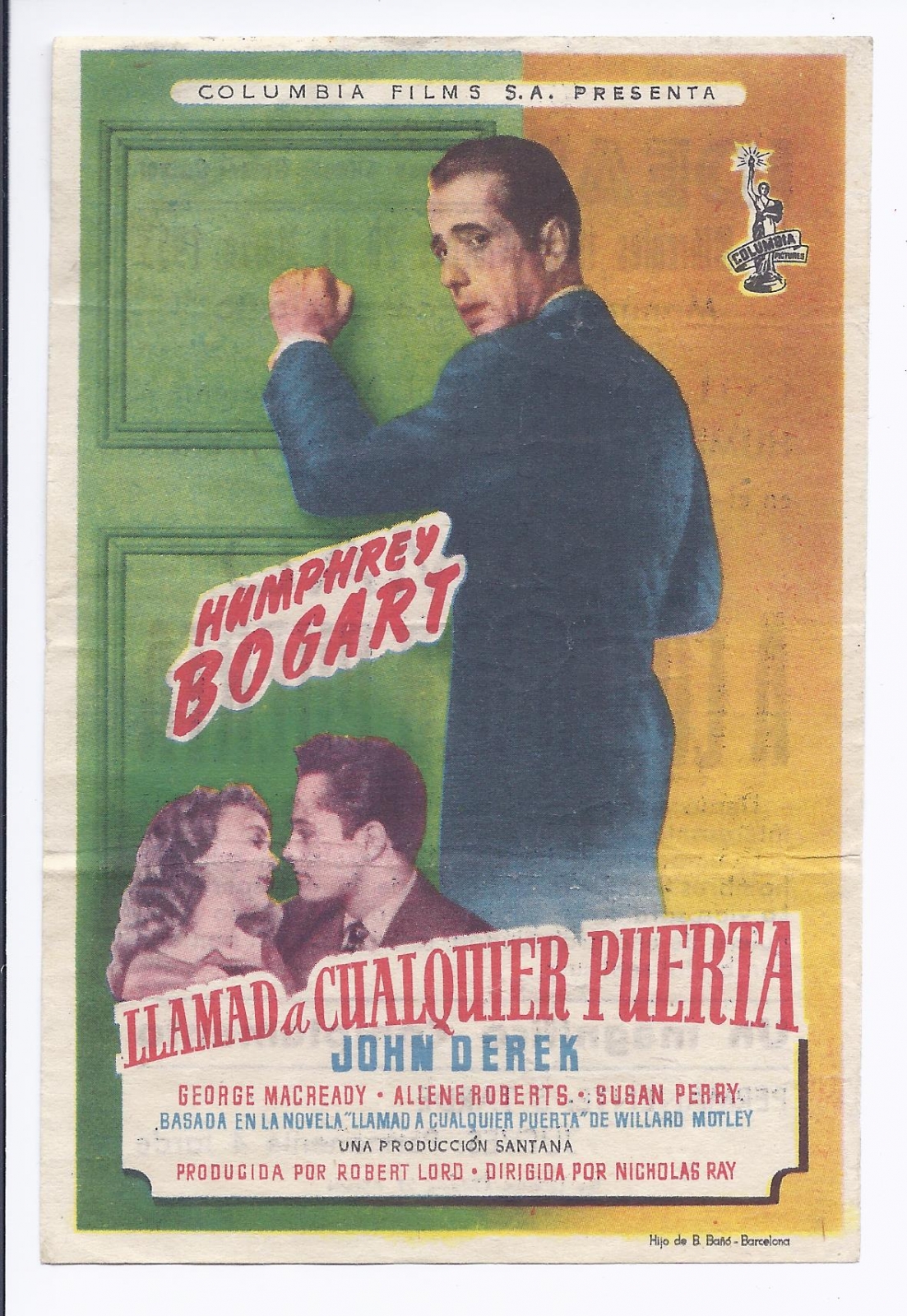 Antiguedades - CARTEL DE CINE ANTIGUO. LLAMAD A CUALQUIER PUERTA. HUMPREY BOGART. (T)